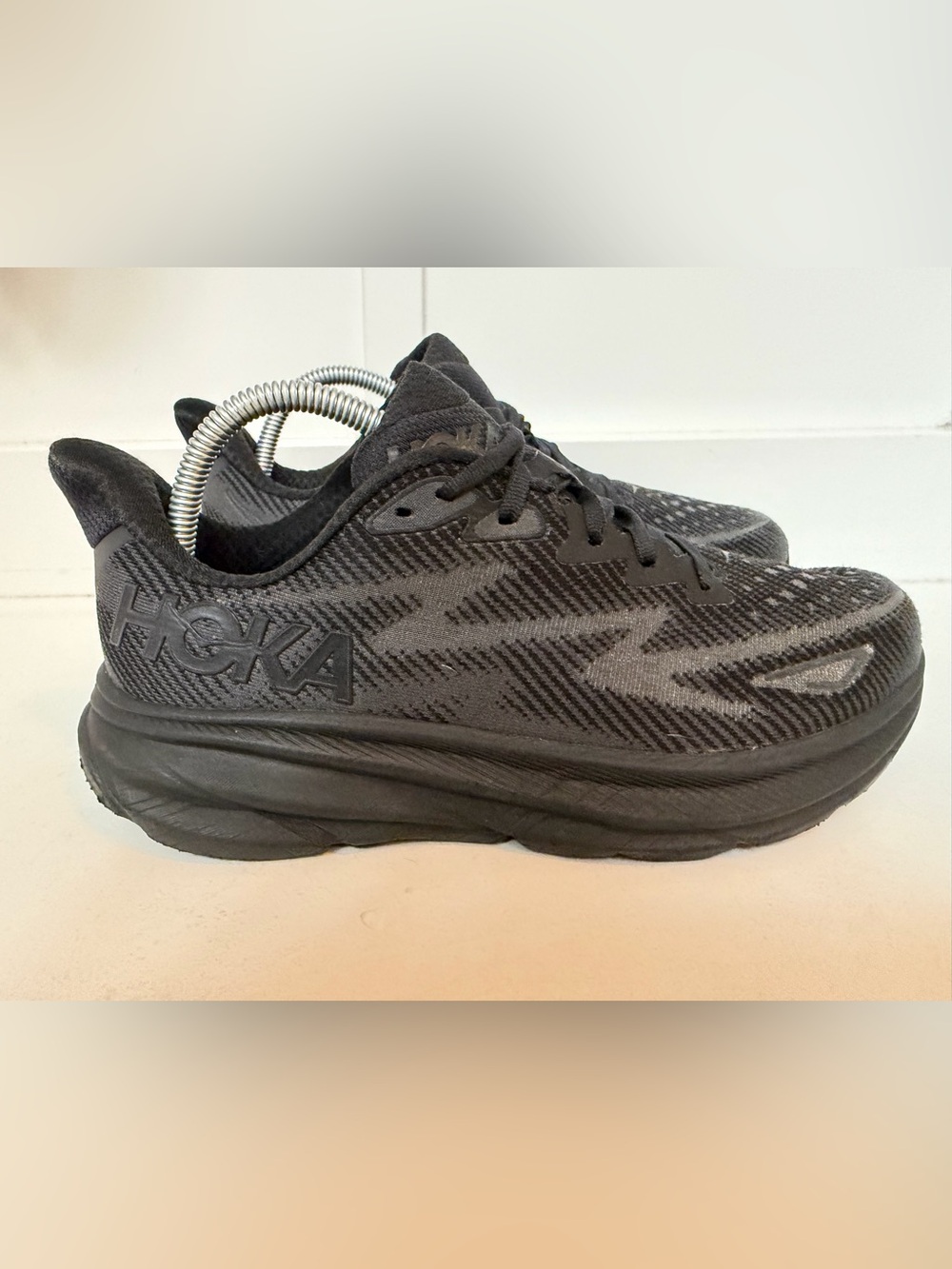 Hoka One One Clifton 9 Triple Black 1127896-BBLC Womens Size 9B